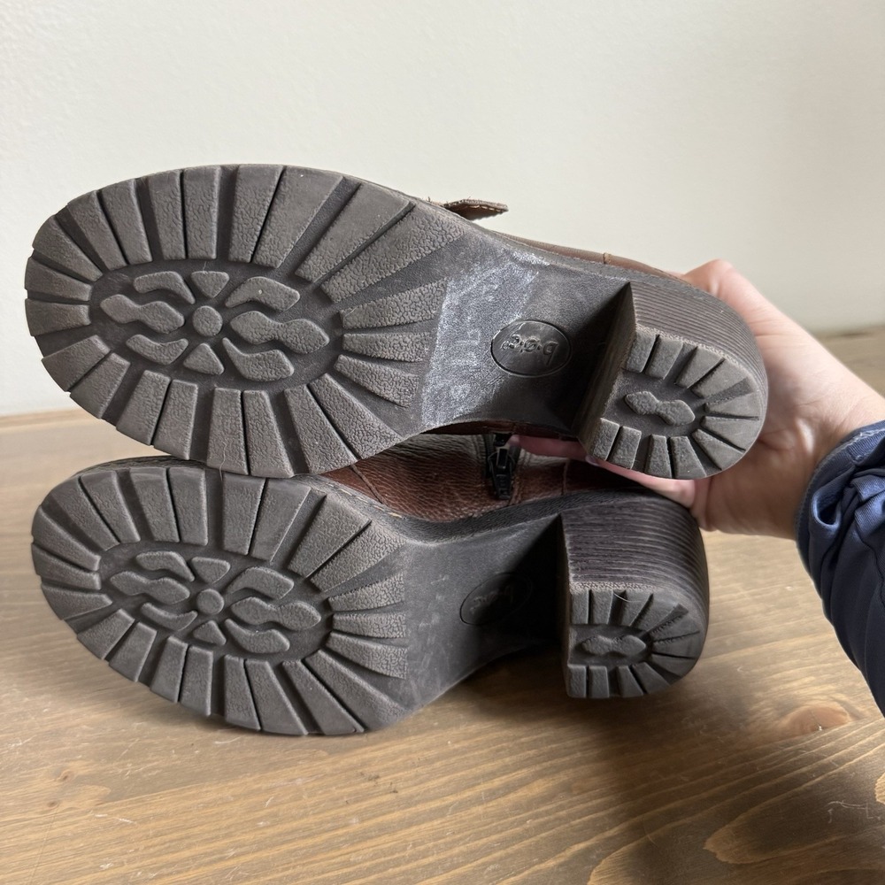 B.o.c Born Concept Womens 8/39 Brown Leather Buckle Ankle Boots Heels‎ Shoes - Picture 9 of 9